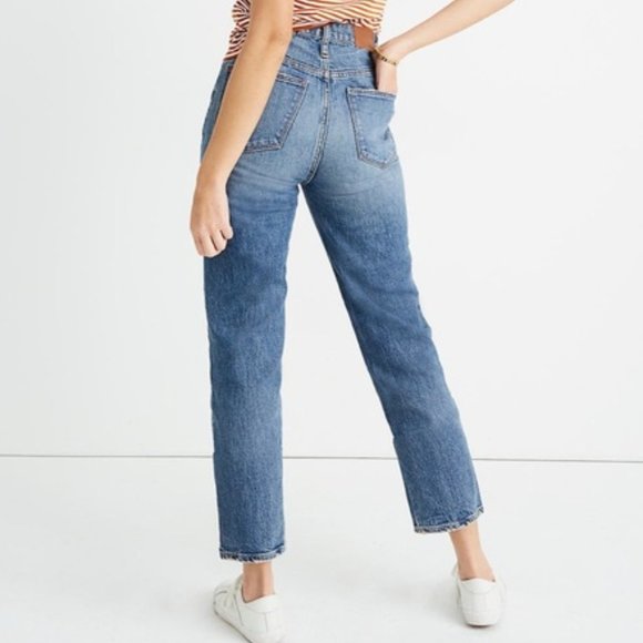 Madewell Denim - MADEWELL CLASSIC STRAIGHT jeans cropped high rise waist sz 24 stretch denim